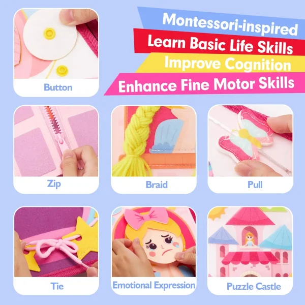 Kid Montessori Felt Busy Book Toddlers Quite Book Activity Story Busy Board Princess Farm Early Learning Educational Travel Toy - Image 3