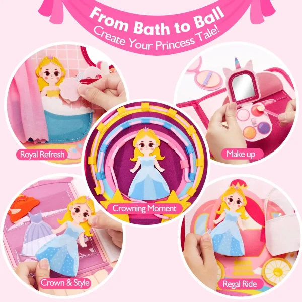 Kid Montessori Felt Busy Book Toddlers Quite Book Activity Story Busy Board Princess Farm Early Learning Educational Travel Toy - Image 2