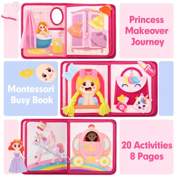 Kid Montessori Felt Busy Book Toddlers Quite Book Activity Story Busy Board Princess Farm Early Learning Educational Travel Toy - Image 4